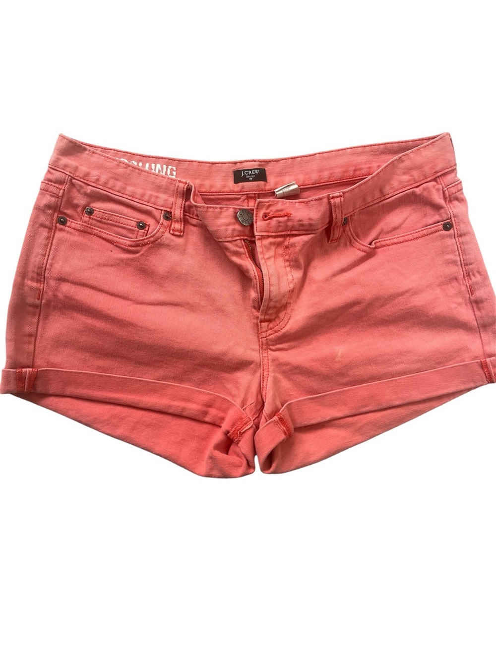J. Crew Coral Roll Cuff  Size 12 Denim Shorts Cottagecore Cotton Summer Resort